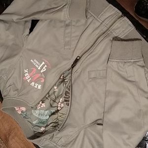 New York EST. 41 American League Manhattan Green Bomber Jacket w/ Floral Lining